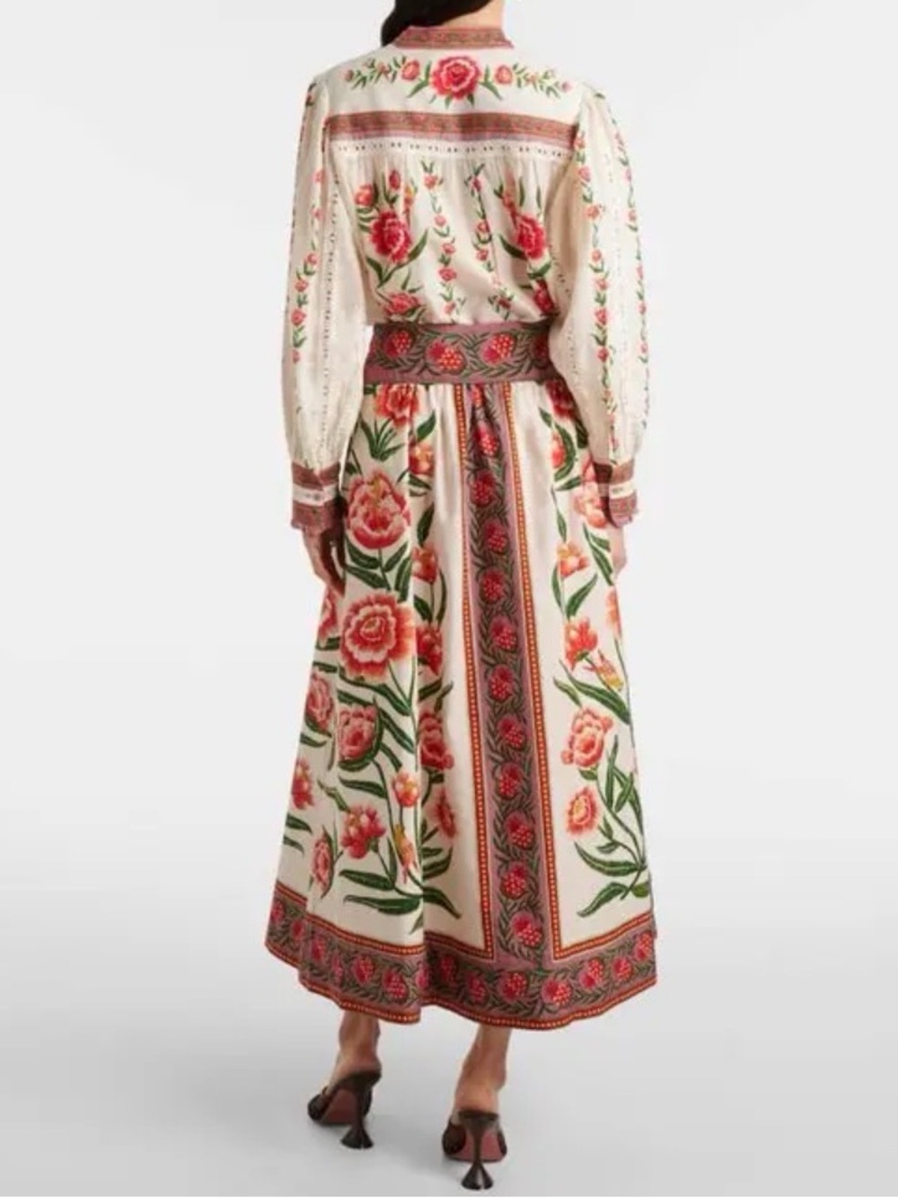 FARM Rio Cream Maxi Skirt with Coral Floral Print - Picture 5 of 12